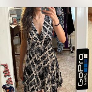 Elegant Black and White Patterned Dress